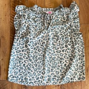 Teal leopard print blouse/top